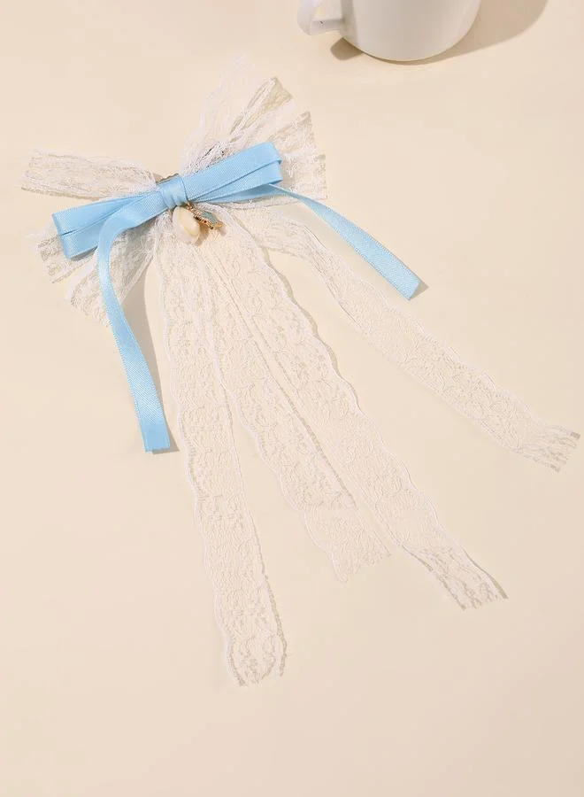 تايك تو Girls Blue Seashell and Star Charm Bow Hair Clip