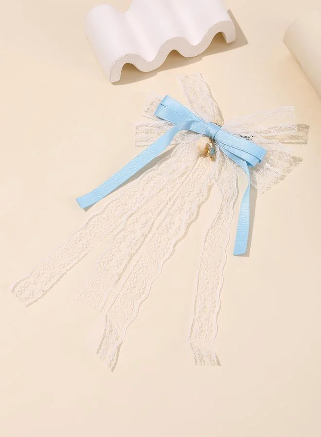 تايك تو Girls Blue Seashell and Star Charm Bow Hair Clip