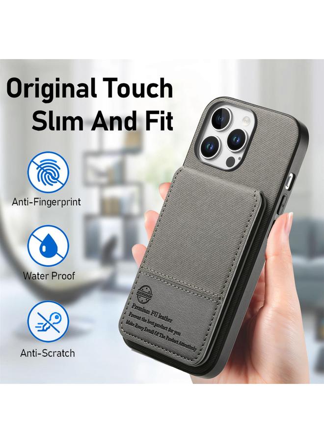 S-TOP Case For iPhone 13 Pro Max Twill Fabric Leather Vertical Flip RFID Card Bag Phone Case - Image 5