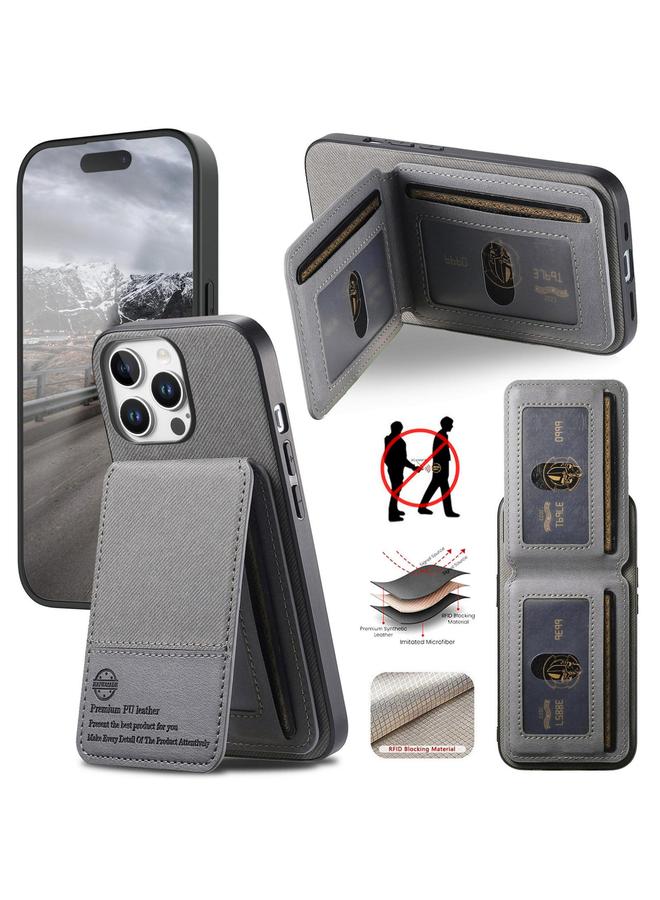 S-TOP Case For iPhone 13 Pro Max Twill Fabric Leather Vertical Flip RFID Card Bag Phone Case - Image 1