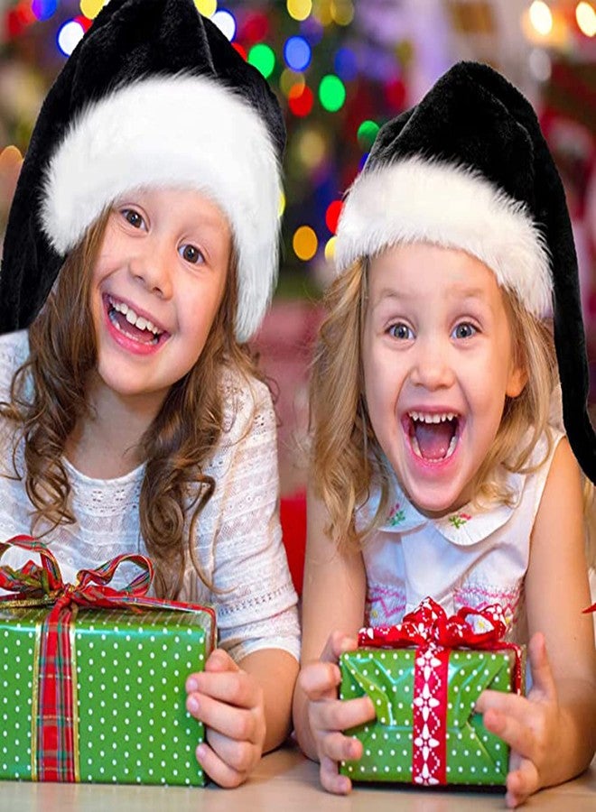 Asekonc 2 Pack Black Santa Hat - Adults Deluxe Black and White Xmas Hat for Black Christmas Theme New Year Festive Holiday Party Supplies - Image 3