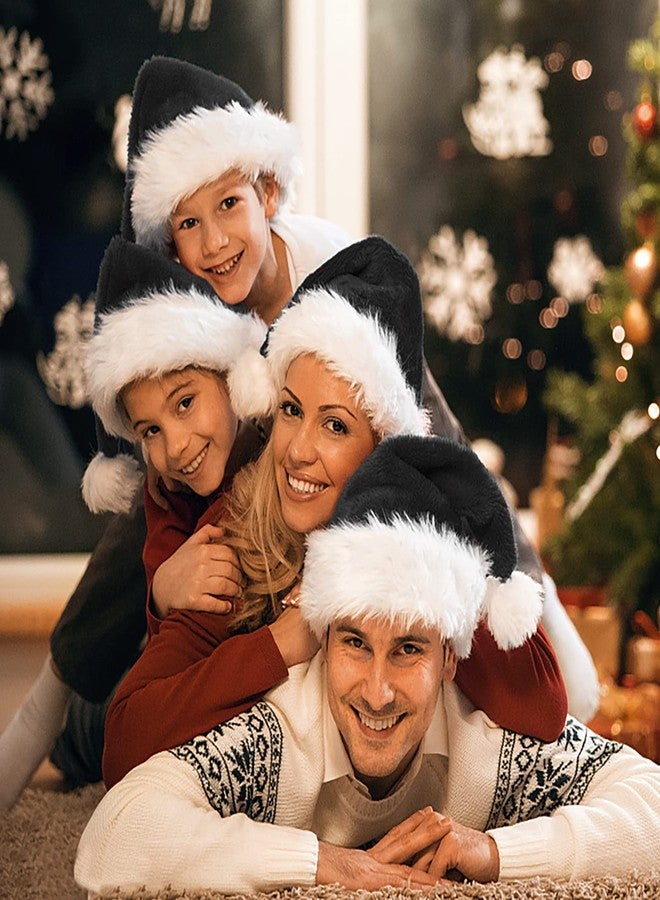 Asekonc 2 Pack Black Santa Hat - Adults Deluxe Black and White Xmas Hat for Black Christmas Theme New Year Festive Holiday Party Supplies - Image 4