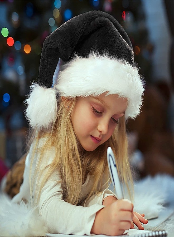 Asekonc 2 Pack Black Santa Hat - Adults Deluxe Black and White Xmas Hat for Black Christmas Theme New Year Festive Holiday Party Supplies - Image 5