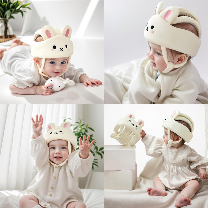 LBOYLOVE® Baby Helmet for Crawling Walking, Soft and Lightweight Baby Head Protector with Adjustable Straps, 360° Protection for Toddlers, Cute Bunny Ears Design - Image 5