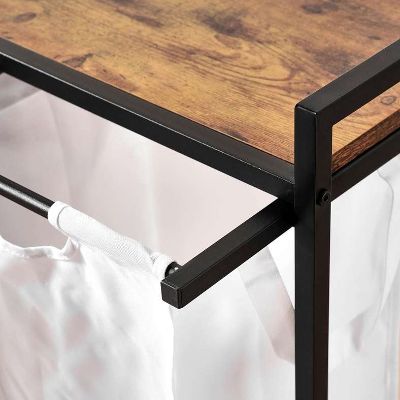 Pan Home سلة غسيل بإطار معدني أتللي 75.5x33x73 سم - أسود/أبيض - Image 3