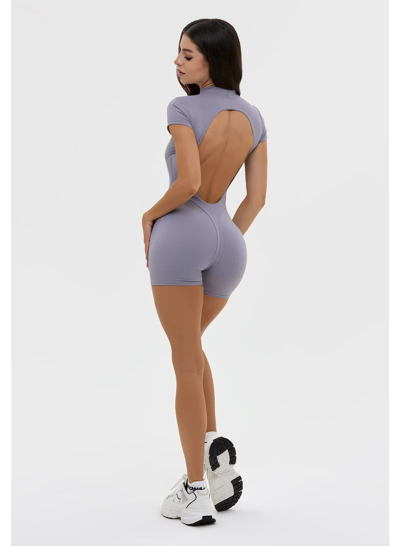 Bona Fide Extra Back Gray Bona Fide One Piece Workout Jumpsuits for Women - Athletic Romper Jumpsuit with Tummy Control and Lifting for Yoga, Gym for Women | Best Price UAE
