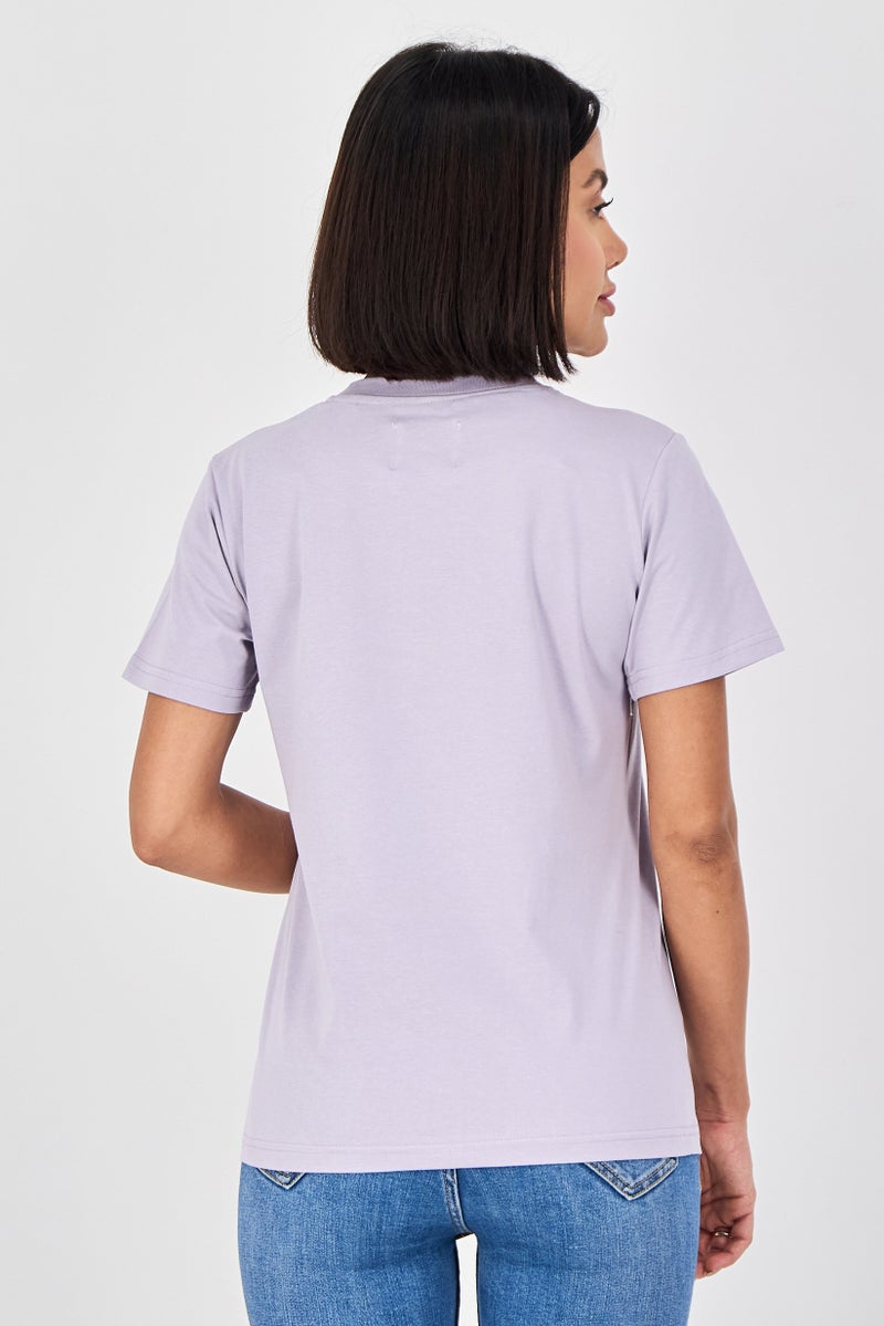 Fudo Comforts By Fudo Women Crew Neck Short Sleeve T-Shirt, Lavender - Image 3