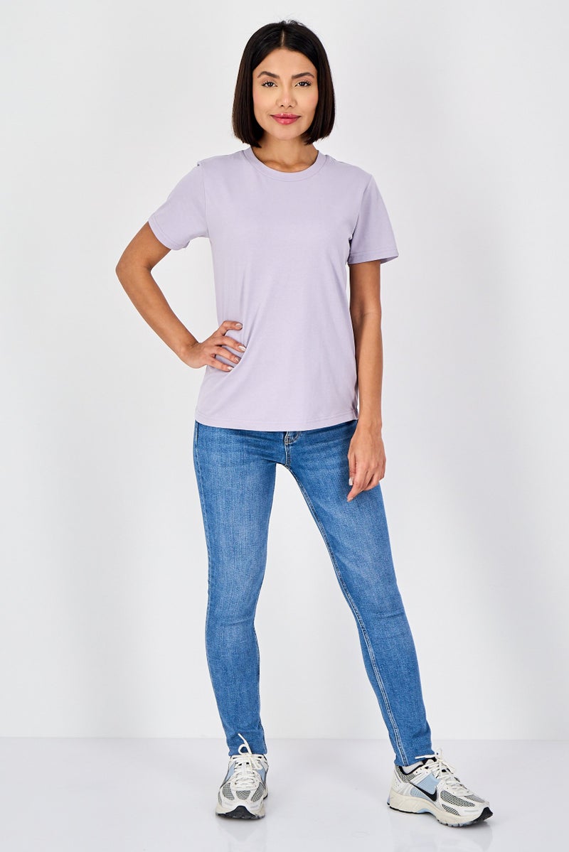 Fudo Comforts By Fudo Women Crew Neck Short Sleeve T-Shirt, Lavender - Image 2