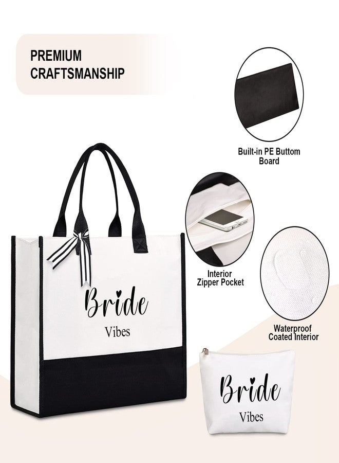 Lamyba Bride Vibes Tote bag, Bride Gifts for Wedding Bridal Shower Bachelorette Party Engagement Honeymoon,Bridal Accessories Newlyweds Present - Image 2