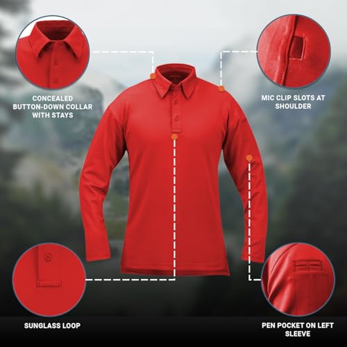 Propper I.C.E Men's Long Sleeve Performance Polo Shirt, Red, Large - Image 4