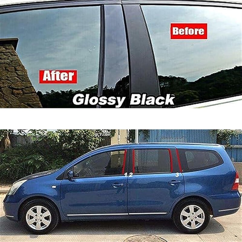 Wivplex Glossy Black Car Window Trim Cover for Nissan Grand Livina - Image 5