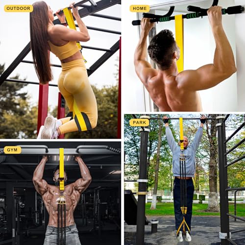 HPYGN Pull Up Assistance Bands, Heavy Duty Pull Up Resistance Bands with Fabric Feet/Knee Rest, Adjustable Chin Up Assistance Band for Workout, Body Training, Weightlifting - Image 5