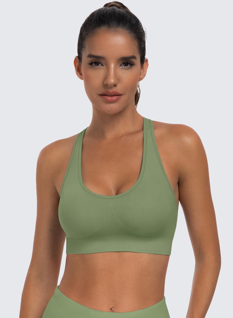 MIRITY 3-Pack Criss-Cross Strappy Sports Bras for Women - Padded High Impact Seamless Yoga Exercise Athletic Bra - Image 3