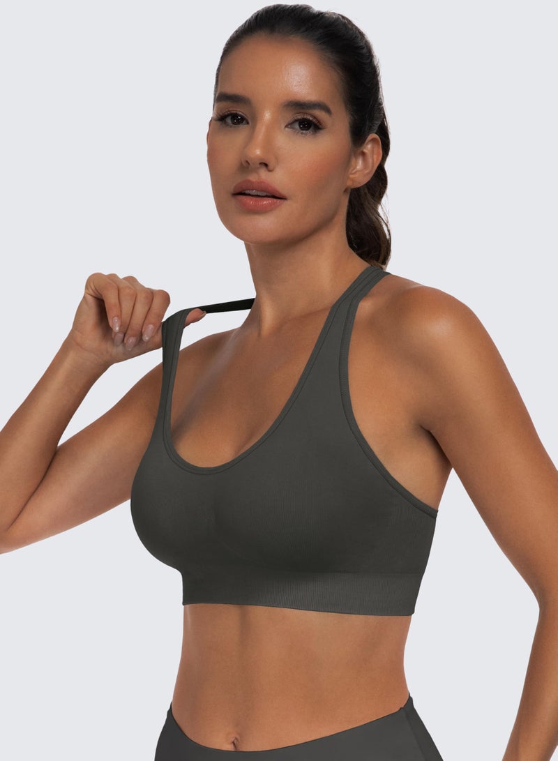 MIRITY 3-Pack Criss-Cross Strappy Sports Bras for Women - Padded High Impact Seamless Yoga Exercise Athletic Bra - Image 5