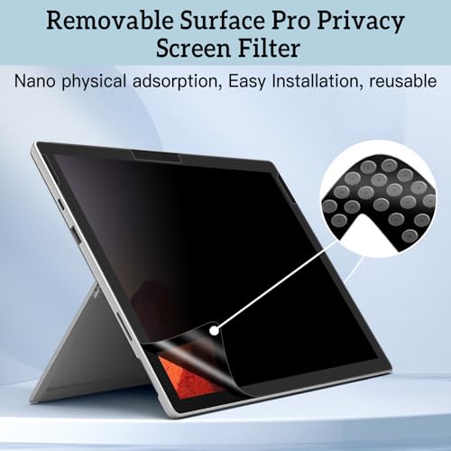 ZOEGAA Surfcae Pro 13 inch Privacy Screen, for Microsoft Surface Pro 11/10/9/8/X, Removable Privacy Screen and Reusable Anti-Spy Anti-Glare Anti Blue Light Protector - Image 3