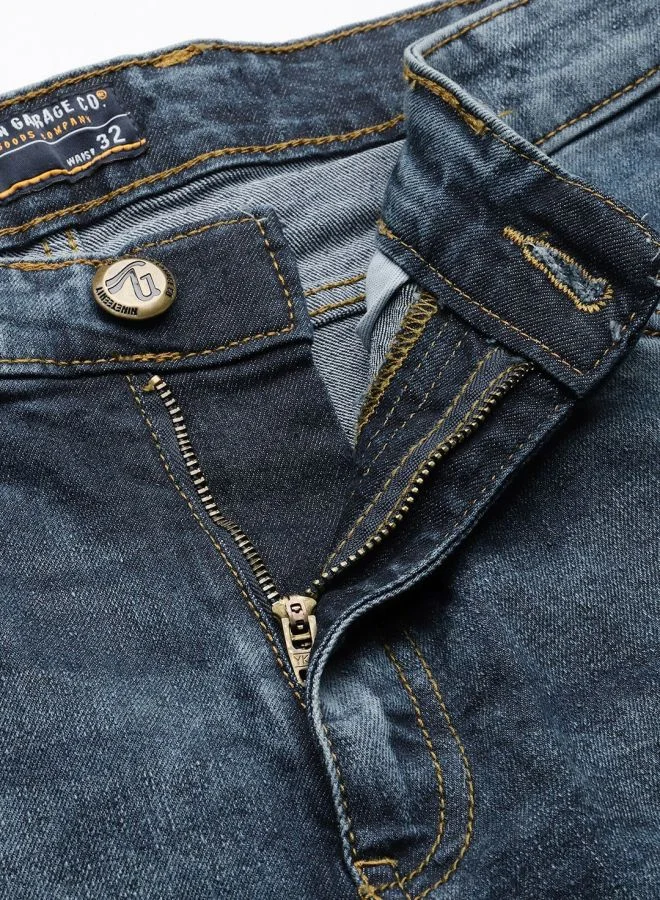 The Indian Garage Co Men Slim Fit Solid Mid-Rise Stretchable Jeans