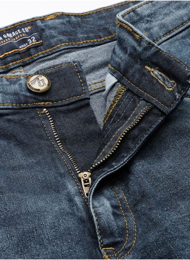 The Indian Garage Co Men Slim Fit Solid Mid-Rise Stretchable Jeans  - Image 5