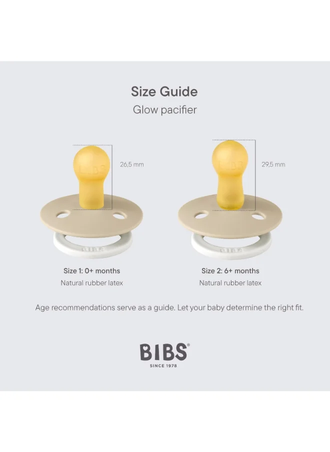 BIBS Pack of 2 Colour Latex S1 Vanilla Glow And Dark Oak Glow