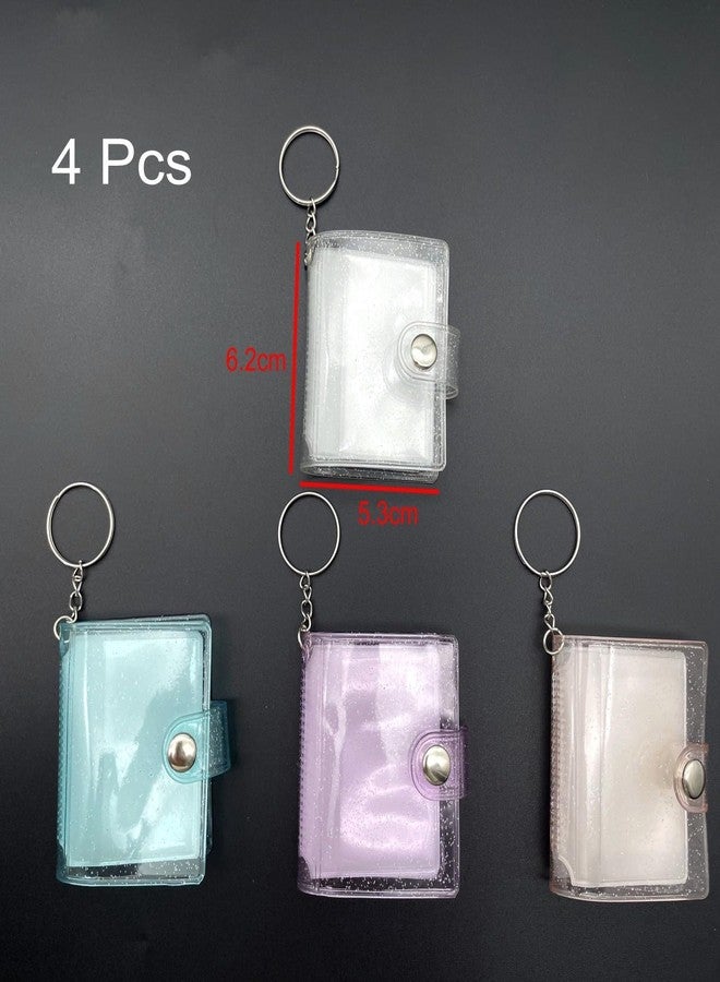 Pmeixcy 4 Pcs Mini Photo Album Keychain, photo keychain, 2.5x3.5cm PVC Insertable Photo Holder, 16-20 Pockets for 1 Inch Instant Photos, Kpop Idol/Couple/Pet Picture Storage - Image 3
