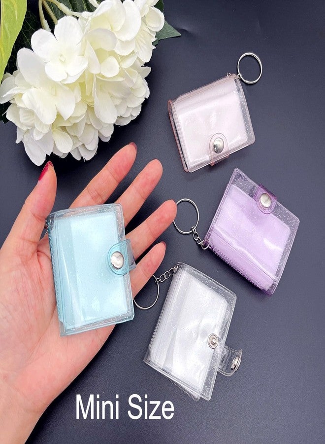 Pmeixcy 4 Pcs Mini Photo Album Keychain, photo keychain, 2.5x3.5cm PVC Insertable Photo Holder, 16-20 Pockets for 1 Inch Instant Photos, Kpop Idol/Couple/Pet Picture Storage - Image 4