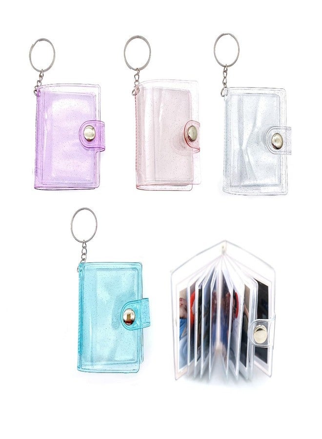 Pmeixcy 4 Pcs Mini Photo Album Keychain, photo keychain, 2.5x3.5cm PVC Insertable Photo Holder, 16-20 Pockets for 1 Inch Instant Photos, Kpop Idol/Couple/Pet Picture Storage - Image 1