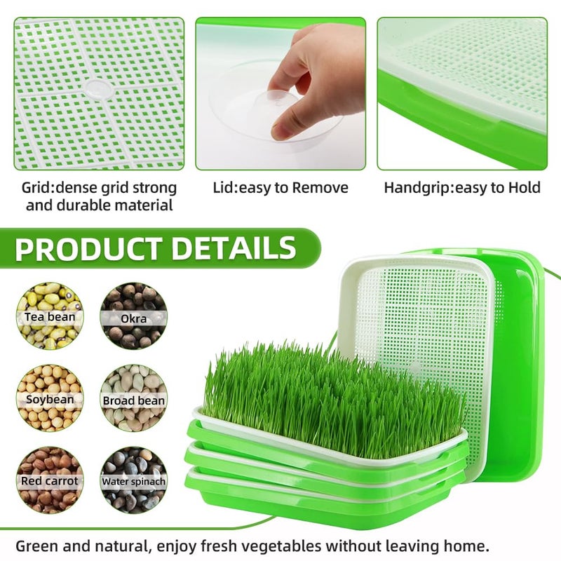 MODUODUO Seed Sprouter Tray 2PCS SoilFree Wheatgrass Grower Sprouting Container with Lid 20CPS Germinating Growing Paper - Image 3