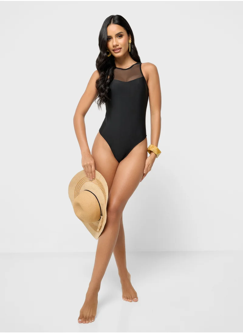 ايلا Halter Neck Swimsuit With Mesh Detail