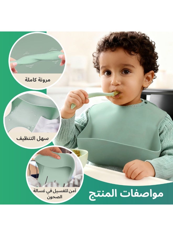 BBMORE 3-Pack Soft Silicone Baby Bibs for Infants & Toddlers – Waterproof, Stain-Resistant with Food Catcher Pocket, Adjustable Strap, Dishwasher Safe – Ideal for Ages 10 Months to 6 Years - Image 3