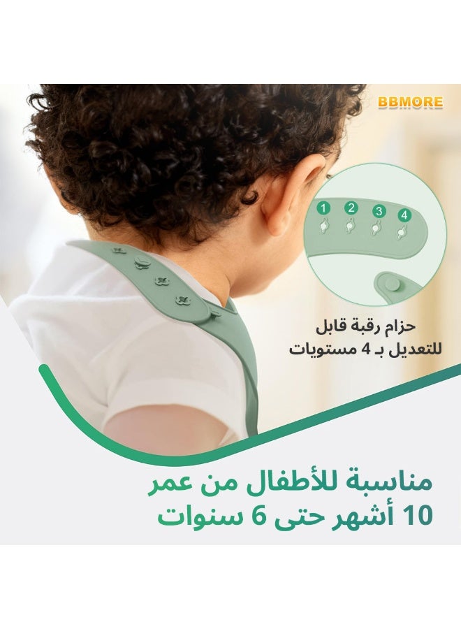 بي بي مور مريلة سيليكون ناعمة للأطفال (3 قطع) – مقاومة للماء والبقع مع جيب لالتقاط الطعام، حزام قابل للتعديل، آمنة للغسيل في غسالة الصحون – مثالية من عمر 10 أشهر حتى 6 سنوات - Image 4