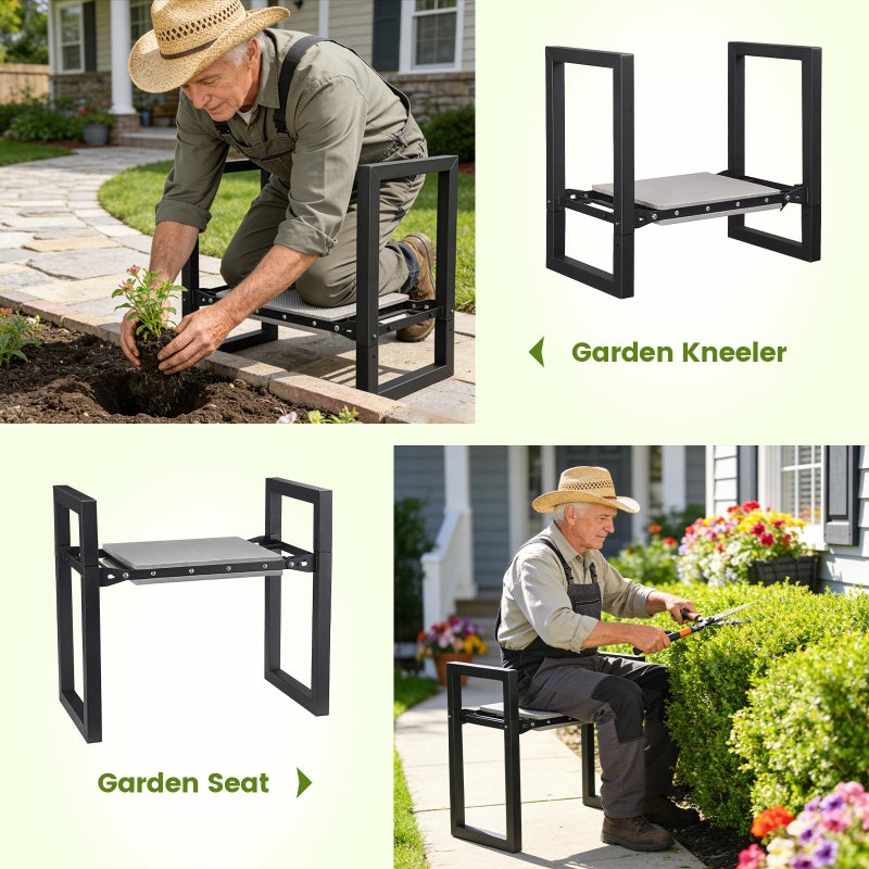 ETICSIPA Garden Kneeler and Seat Heavy Duty 500lbs, Anti-Tip Gardening Stools with 10.5â€ Widen Kneeling Pad for Seniors Gardeners, 2 in 1 Garden Bench for Kneeling and Sitting - Image 2