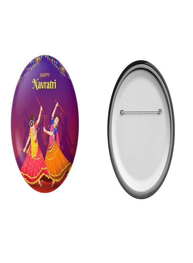 Hubops Navratri badge Round Pin Button Badge for Navratri Celebration garba dandiya Other Events Navratri Badge (44mm Pack of 6) - Image 2