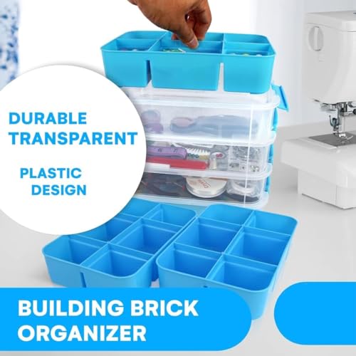 KRYLAR-Stackable Plastic Craft Storage Containers Plastic Storage Organizer Bin with 1 Tray | Arts Crafts Supplies | Jewelry Making Storage Box | Portable Sewing Box Organizer. - Image 4