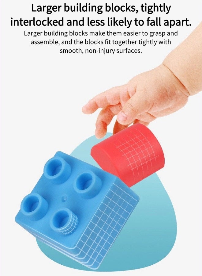 جني ثروة 60 قطعة بناء من المطاط الناعم، مع صندوق تخزين، لعبة تعليمية للأطفال الصغار، لعبة للتسنين، لعبة بناء كبيرة ناعمة. لعبة مكعبات، قطع بناء حسية للتعليم قبل المدرسي، قابلة للغلي للتعقيم، مناسبة للمضغ، لعبة تعليمية مبكرة من مونتيسوري، هدية مثالية لطفلك. - Image 3