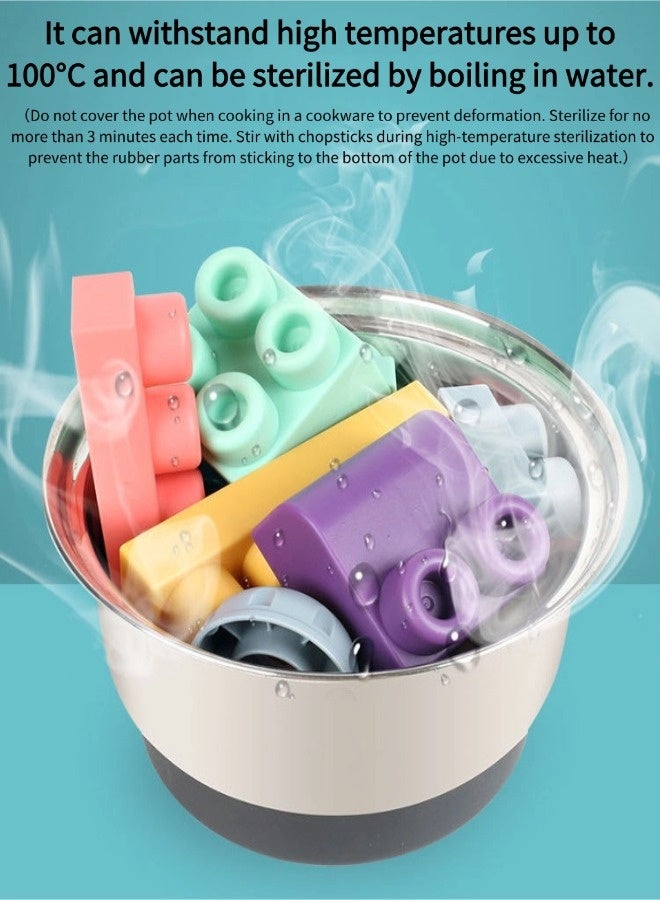 جني ثروة 60 قطعة بناء من المطاط الناعم، مع صندوق تخزين، لعبة تعليمية للأطفال الصغار، لعبة للتسنين، لعبة بناء كبيرة ناعمة. لعبة مكعبات، قطع بناء حسية للتعليم قبل المدرسي، قابلة للغلي للتعقيم، مناسبة للمضغ، لعبة تعليمية مبكرة من مونتيسوري، هدية مثالية لطفلك. - Image 5