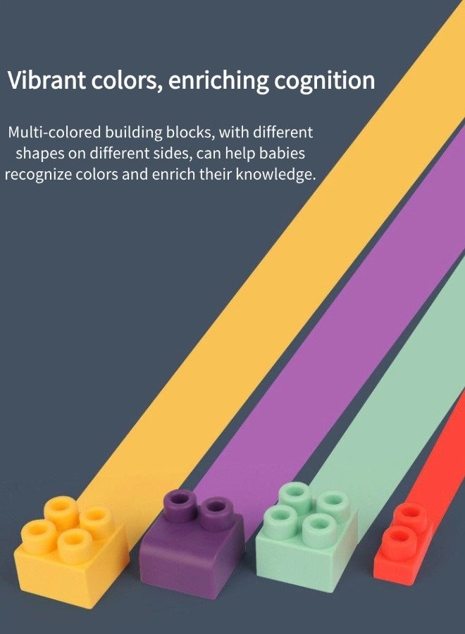 جني ثروة 60 قطعة بناء من المطاط الناعم، مع صندوق تخزين، لعبة تعليمية للأطفال الصغار، لعبة للتسنين، لعبة بناء كبيرة ناعمة. لعبة مكعبات، قطع بناء حسية للتعليم قبل المدرسي، قابلة للغلي للتعقيم، مناسبة للمضغ، لعبة تعليمية مبكرة من مونتيسوري، هدية مثالية لطفلك. - Image 2