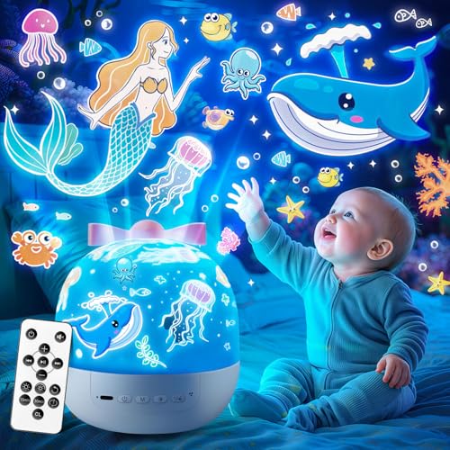 PIKOY Star Projector for Kids Gifts, 15 Films+15 Soothing Sounds Machine Baby Night Light Projector, Remote 360° Rotation Fruit Ocean Star Lights for Ceiling Decor, Kawaii Birthday Gifts Girls Toys - Image 1