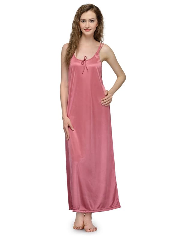 Ananqe Women's Satin Maxi Nighty Collection-Full-Length, 10 Colors, Sizes Xs-6Xl, Carrot - Image 1