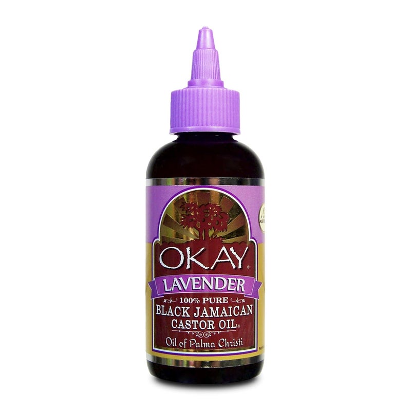 OKAY Okay Pure Naturals Black Jamaican Castor Oil - Castor Oil for Hair Growth, Moisture for Skin, Face, Scalp, Eyelashes, Eyebrows - Hair Oil for Men & Women - Lavender, 4 Oz 