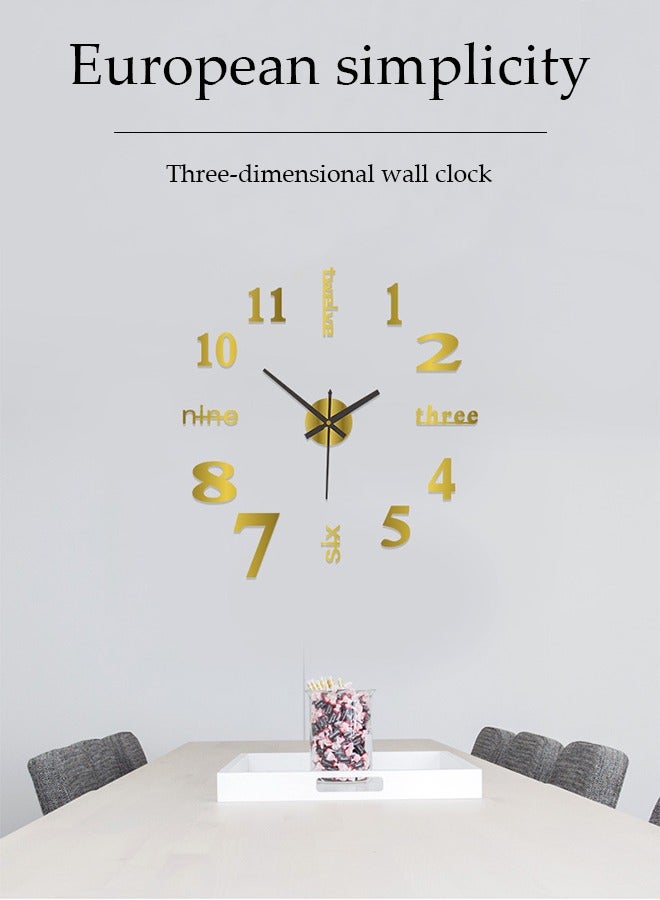 Loquat Modern DIY Large Wall Clock Decal 3D Stickers Frameless Mute Large Wall Clock Mirror Sticker Metal Wall Clock for Home Living Room Bedroom Office Hotel Simple Clock Office Home Decor - Image 2