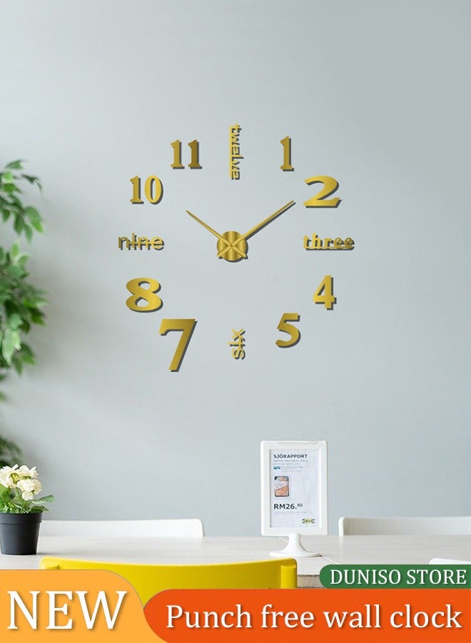 Loquat Modern DIY Large Wall Clock Decal 3D Stickers Frameless Mute Large Wall Clock Mirror Sticker Metal Wall Clock for Home Living Room Bedroom Office Hotel Simple Clock Office Home Decor - Image 1