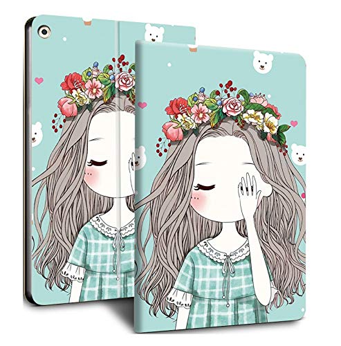 MOCA [Soft Back] Magnetic Flip Cover Case for iPad Air 2 A1566 A1567 (2014 Launched) iPad Flip Cover Case (Flower Girl) - Image 1