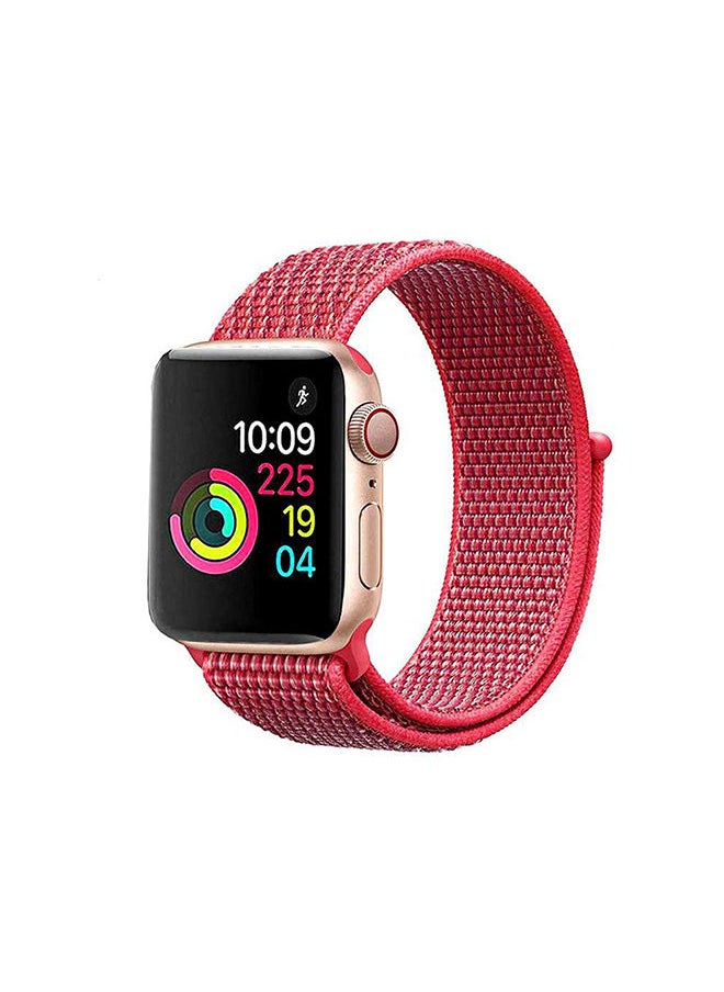 O Ozone Nylon Strap For Apple Watch Series 10 | Ultra 2 | 8 Ultra | 9 | 8 | 7 | 6, 49/46/45/44/42mm , Soft Stretchy Woven Loop Sport Replacement Straps- Red  - Image 1