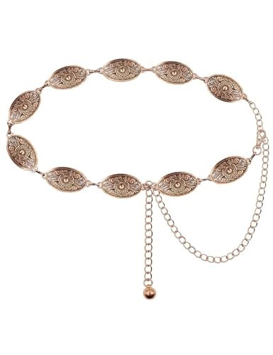TOPACC Western Metal Oval Concho Chain Belt for Women Bronze Cowgirl Belt for Dresses Jeans Country Concert Outfit - Image 1