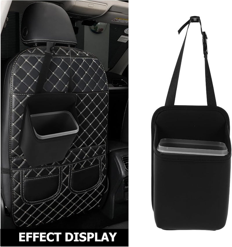 ABOOFAN Car Back Seat Storage Bag Hanging Leather Trash Bag Collapsible Portable Auto Garbage Bin Auto Seat Storage Pouch Trunk Organizers For Cars Suvs Trucks - Image 2