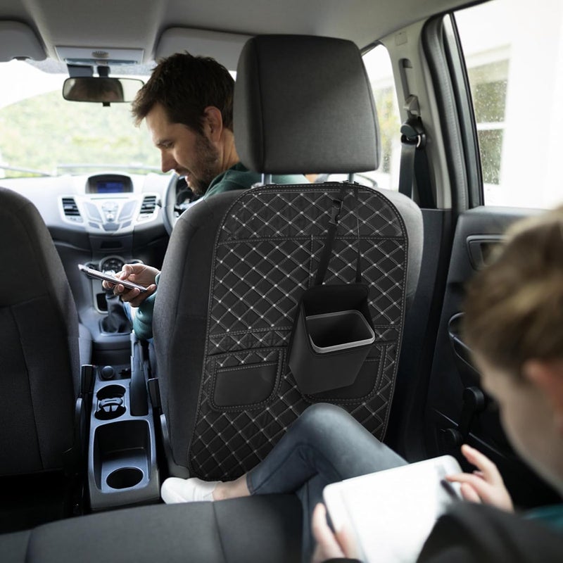 ABOOFAN Car Back Seat Storage Bag Hanging Leather Trash Bag Collapsible Portable Auto Garbage Bin Auto Seat Storage Pouch Trunk Organizers For Cars Suvs Trucks - Image 5