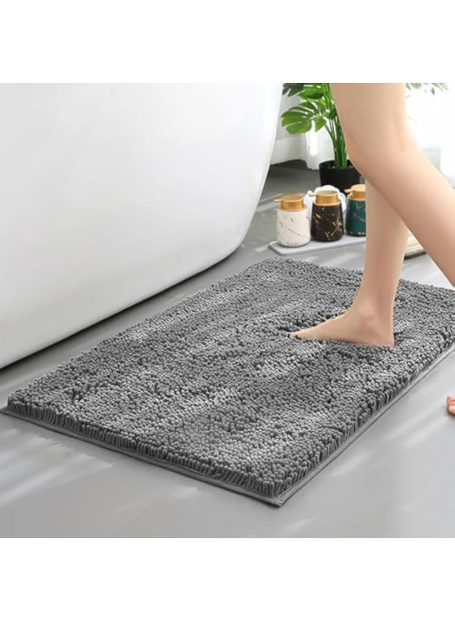 Arabest Absorbent Non Slip Bath Mat Carpet Square Chenille Fluffy Bath Rugs for Bathroom Toilet Tub Rug Soft Quick Dry Machine Washable Shower Mats,40*60CM - Image 1