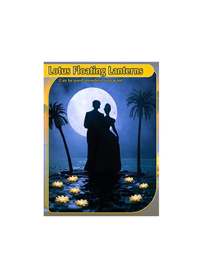 Green Tiger 12 Pcs Floating Pool Lights - LED Lotus Lanterns, Battery Operated Lily Pad Flower Candle, Fun Pool Accessories for Pond Decor, Yellow Light (White, 5.91 Inch) - Image 5