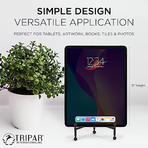 TRIPAR Modern Tripod Easel Display, Black Finish - Lightweight & Durable Design - Perfect for Displaying Decorative Pictures, Artwork, Plates, Tiles, & More (12 Inch) - Image 2