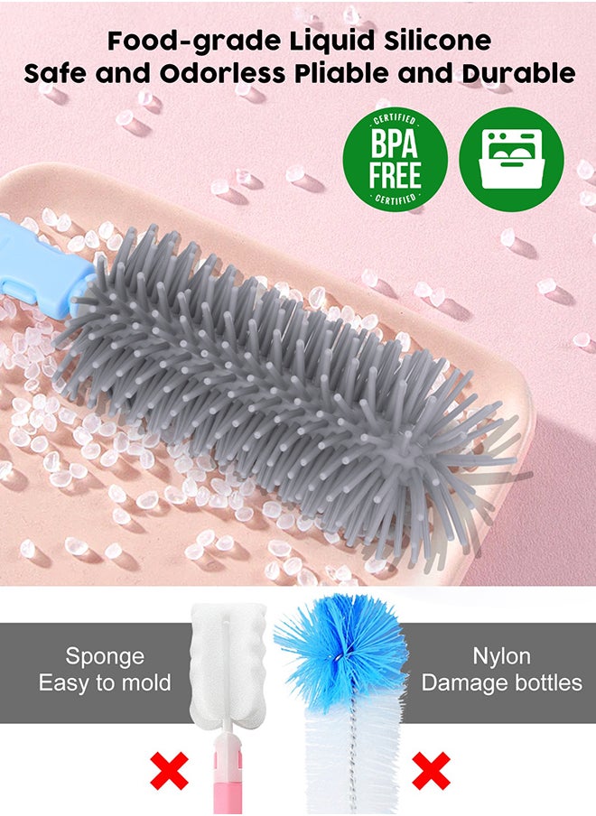 URbazaar Essential Baby Travel Bottle Cleaning Kit with Silicone Bottle Brush, Built-in Drying Rack, Silicone Nipple Brush, 2 Straw Brushes, Bottle Soap Dispenser, Bottle Warmer  - Image 5