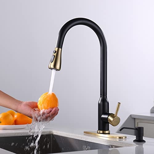 Keer Touch Kitchen Faucet,KEER Smart Kitchen Sink Faucet with Pull Down Sprayer, Touch on Activated Kitchen Bar Sink Faucet Brushed Nickel, Stainless Steel (Matte Black Gold) - Image 2